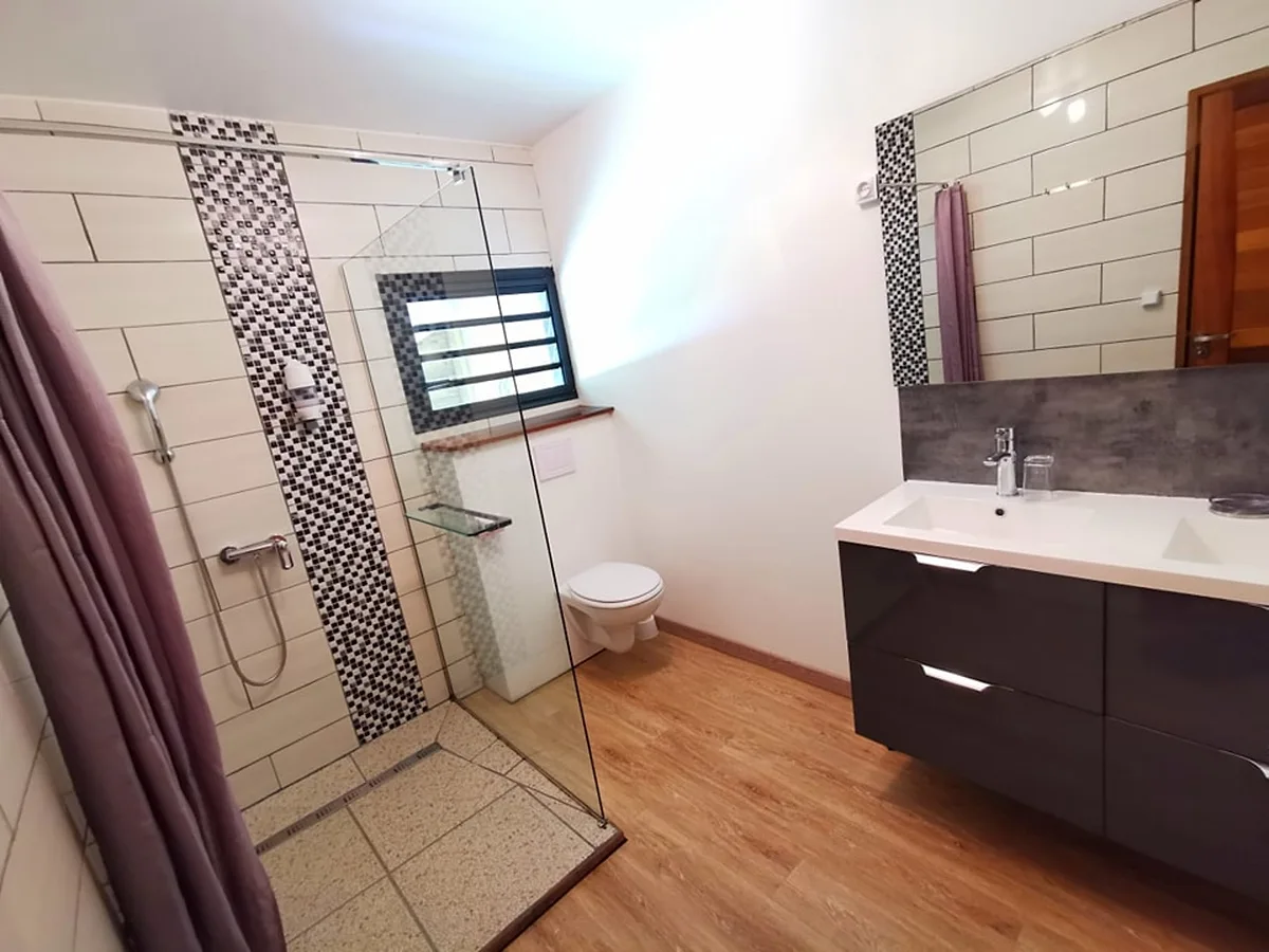 La salle de douche de la chambre double confort